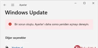 Bir sorun oluştu. Ayarlar'ı daha sonra yeniden açmayı deneyin